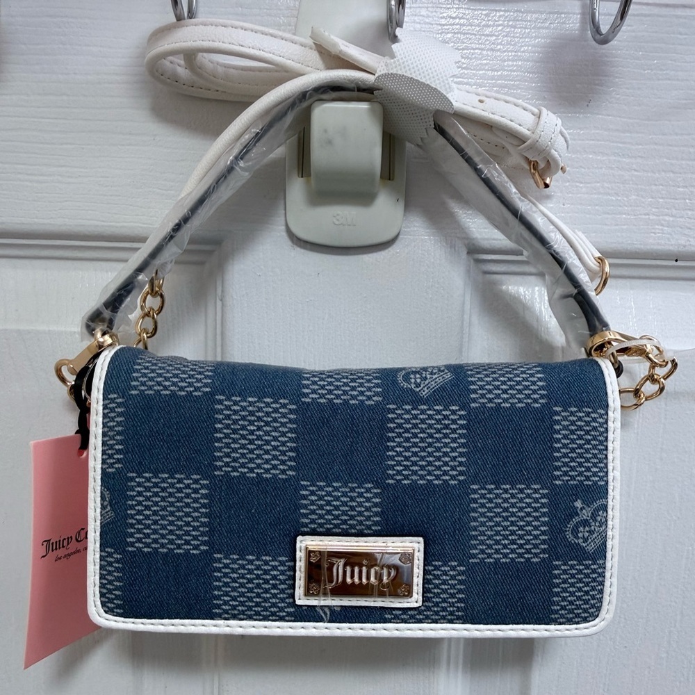 NWT Juicy Couture Miss Independent Crossbody in Medium Wash Denim